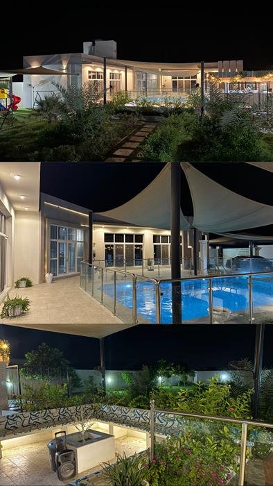 Urjoon Chalet exterior views at night