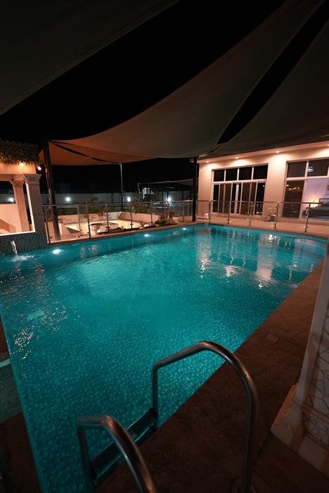 Poolside at night