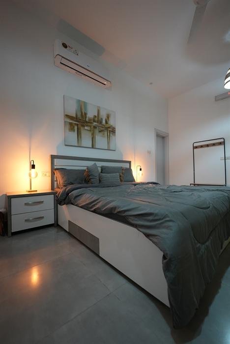 Bedroom corner with nightstand